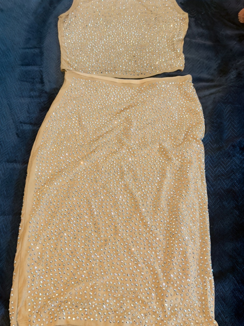 Banjul Rhinestone Crop Top and midi skirt set . Size Medium